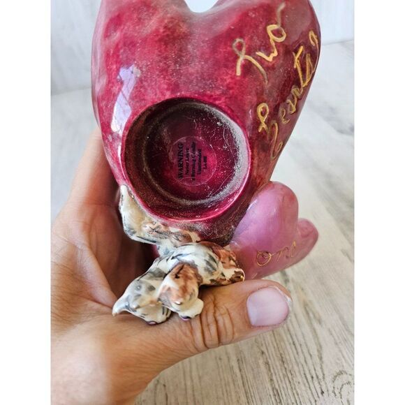 Blue sky heart cat two hearts kitten tea light candle holder vintage Heather gol - Picture 7 of 8